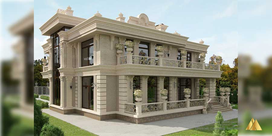 طراحی نمای ساختمان یک طبقه به سبک کلاسیک