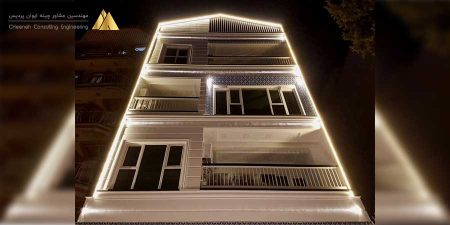 طراحی نمای ساختمان مدرن سه طبقه
